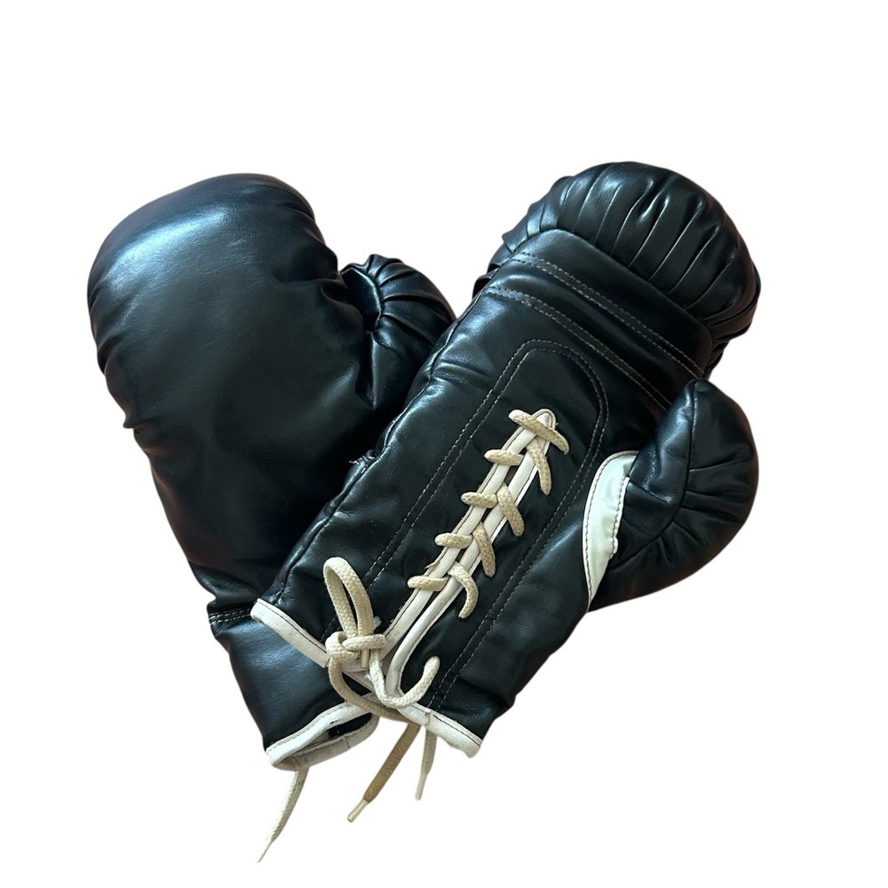 Vintage Children's Black Leather Boxing Gloves Kids Training Sports